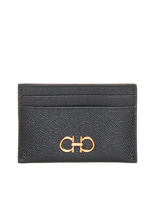 Gancini leather card holder