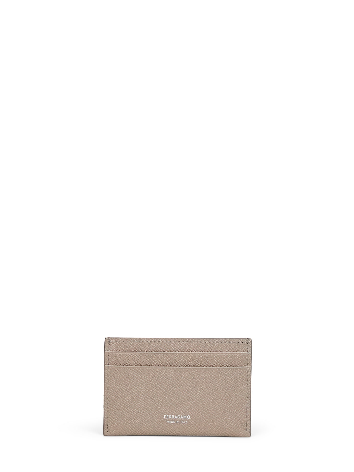 Warm taupe olive Gancini credit card holder