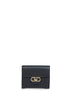 Black hammered calfskin leather Gancini compact wallet