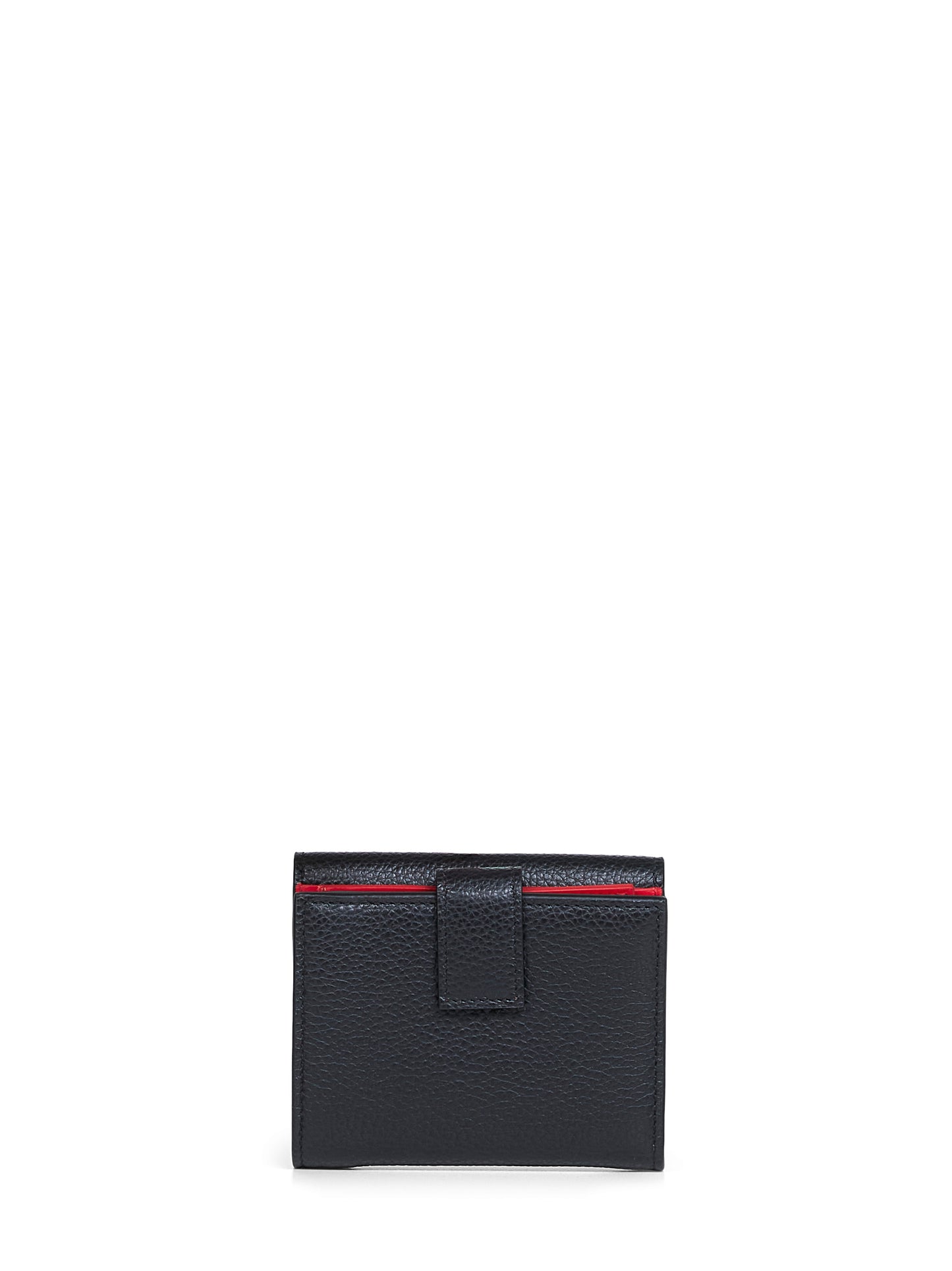 Black hammered calfskin leather Gancini compact wallet