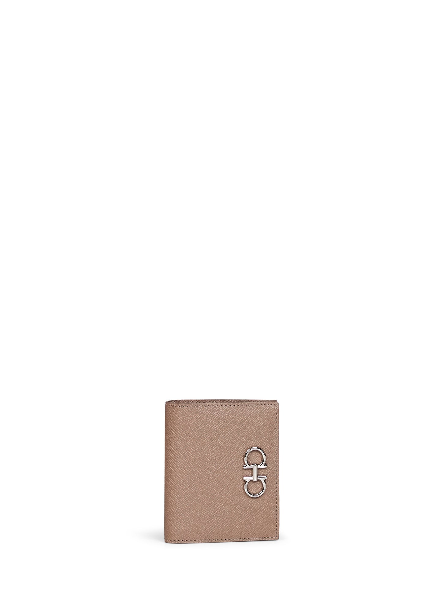Warm taupe Gancini compact wallet
