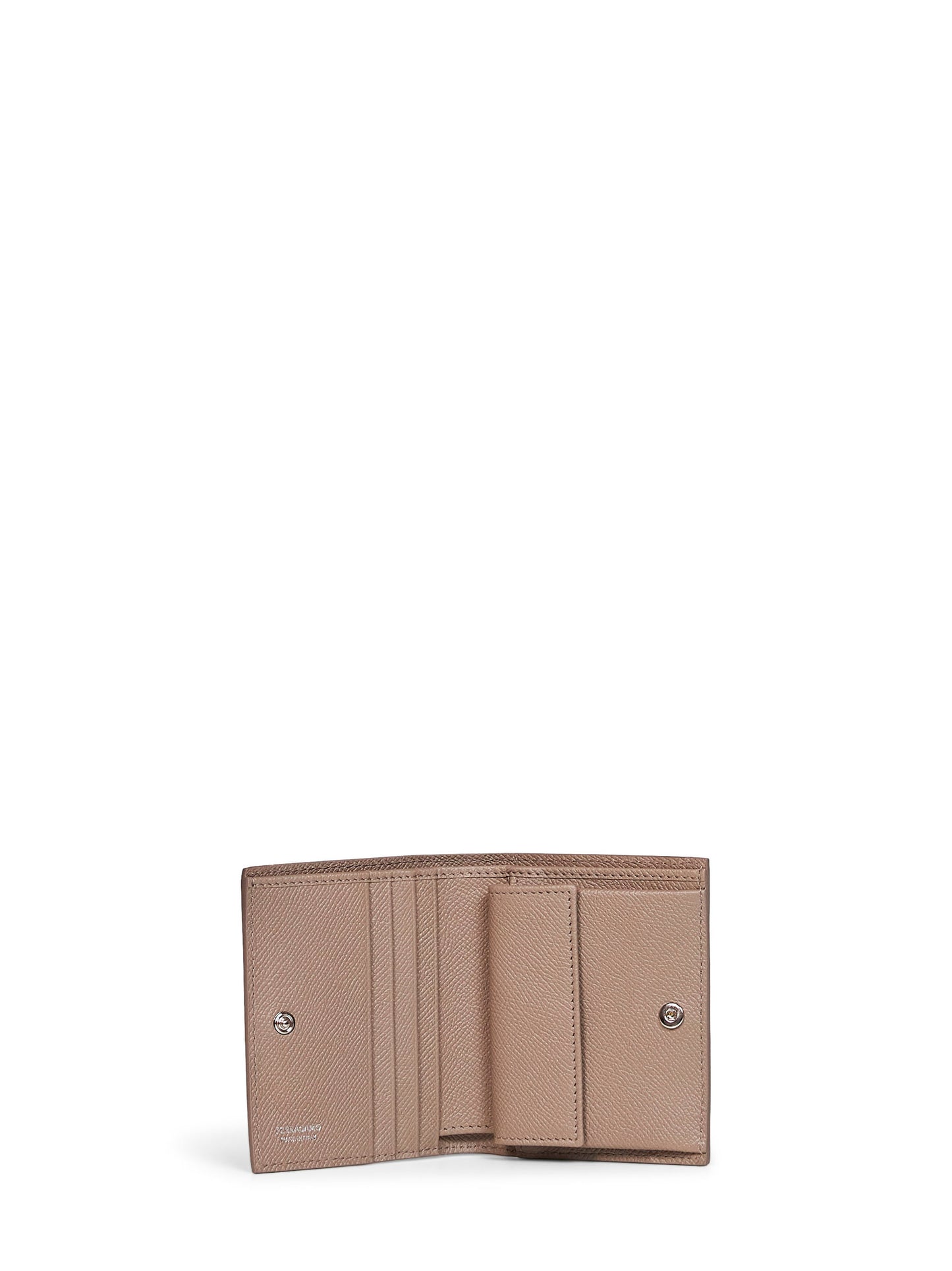 Warm taupe Gancini compact wallet