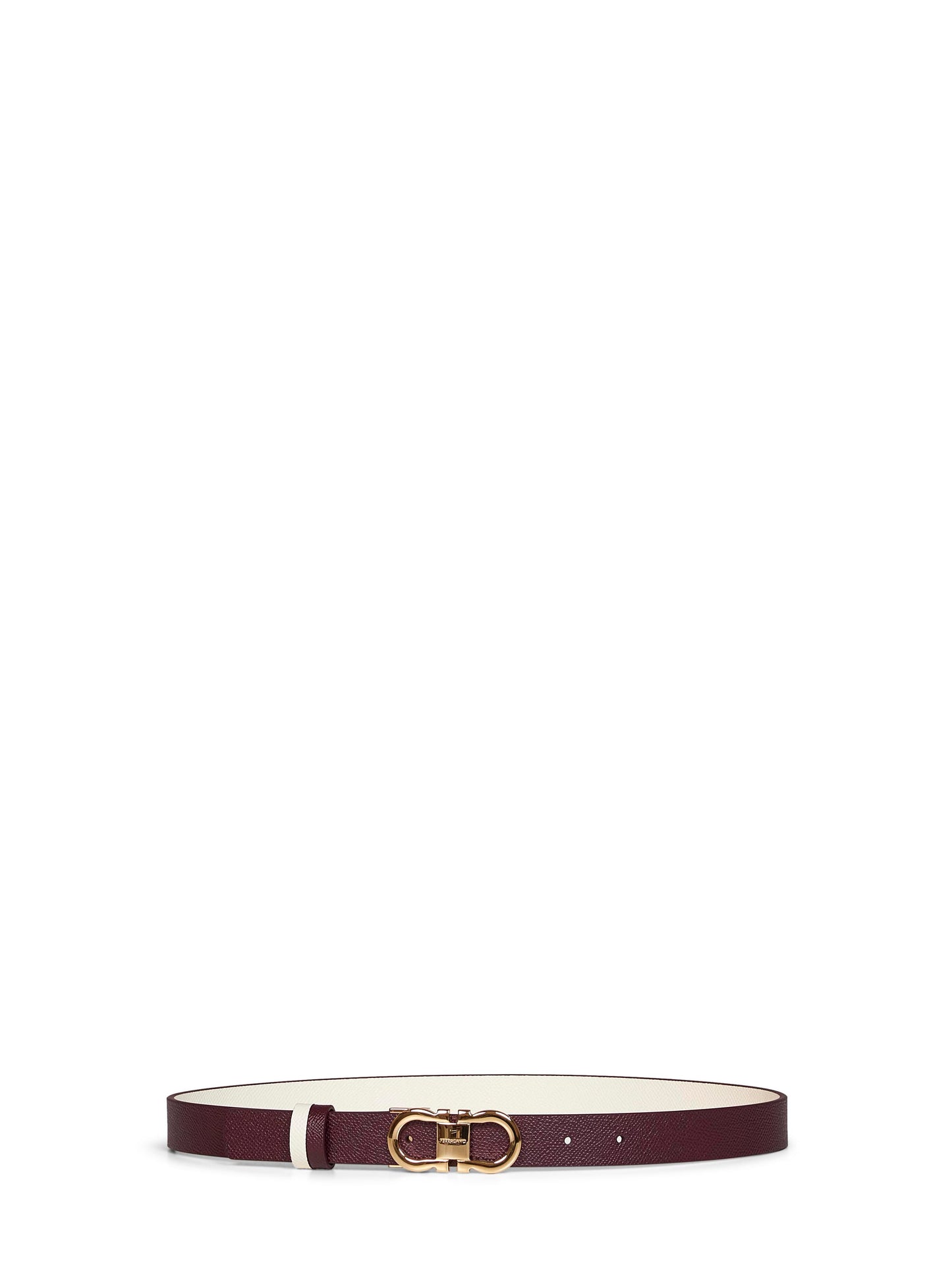 Cintura reversibile Gancini prugna e mascarpone