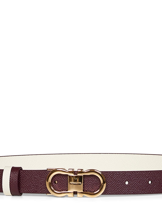 Plum and mascarpone cream reversible Gancini belt