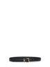 Cintura doppio Gancini in pelle liscia nera<BR/>