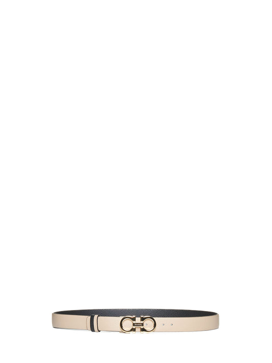 Cintura Gancini Ferragamo reversibile in pelle a grana
