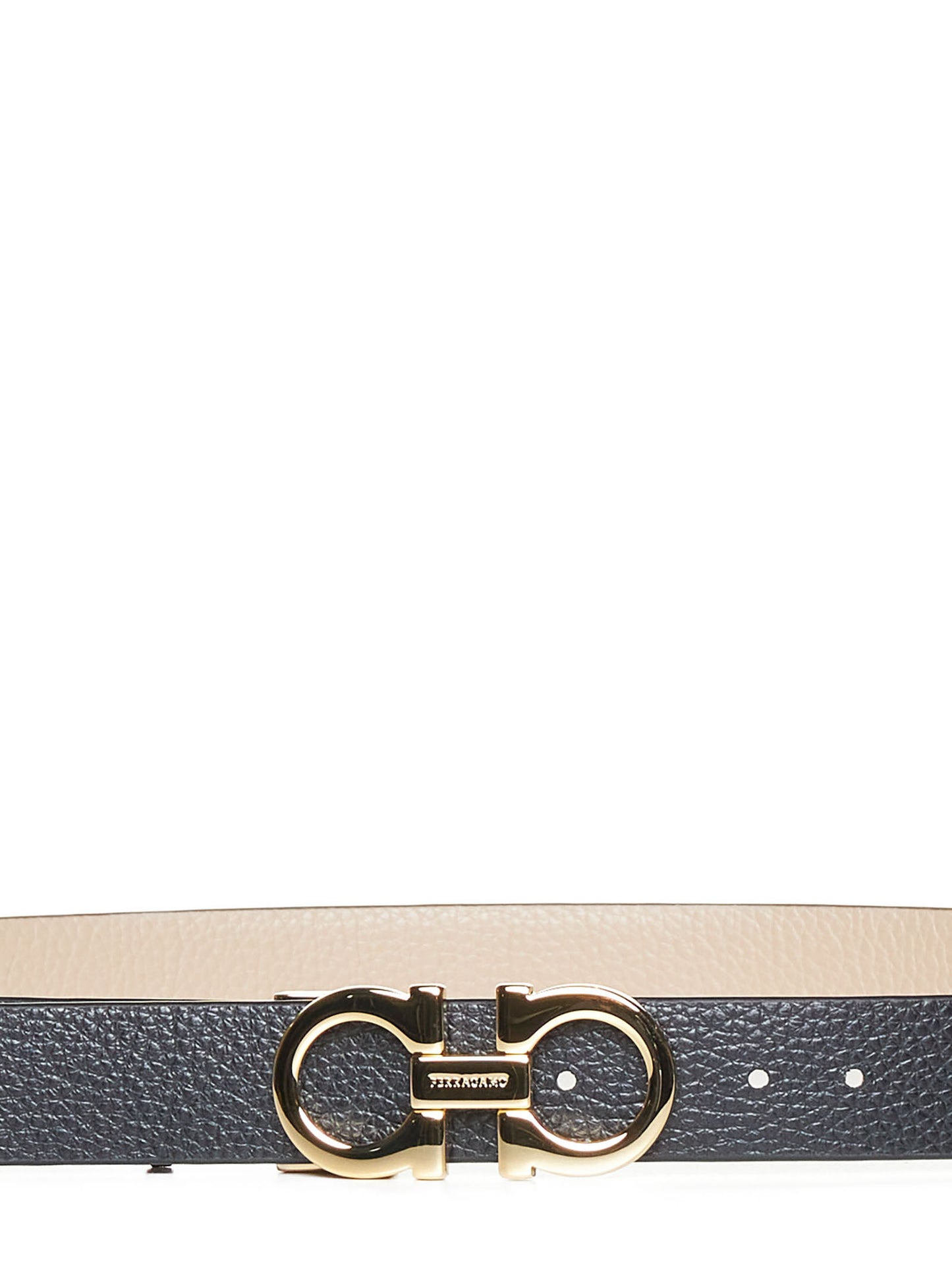 Cintura Gancini Ferragamo reversibile in pelle a grana