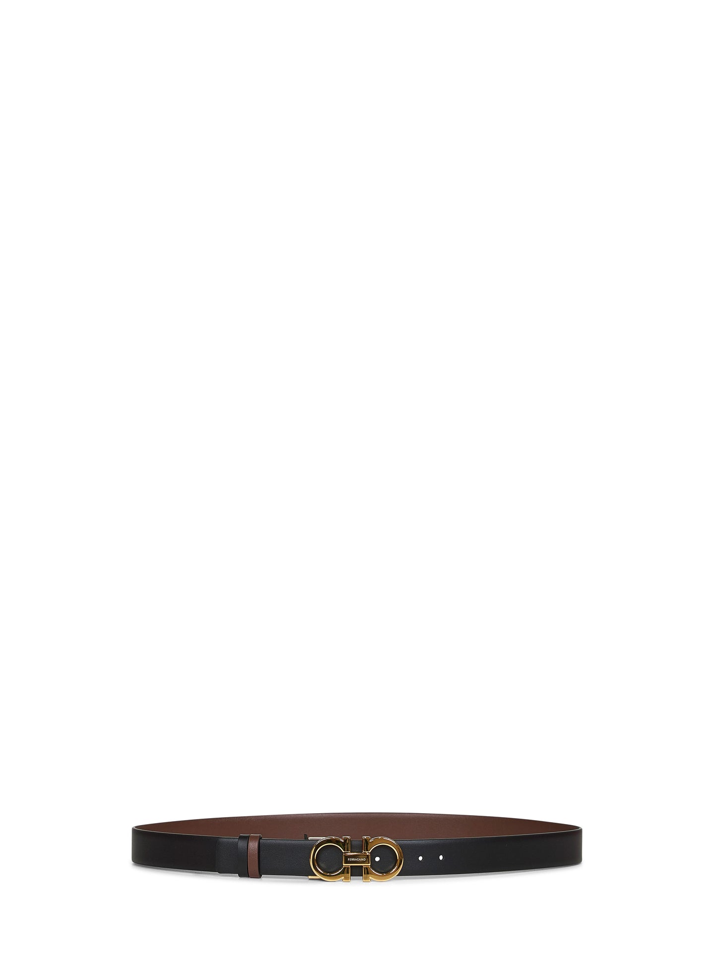 Cintura reversibile "Gancini in pelle" cacao