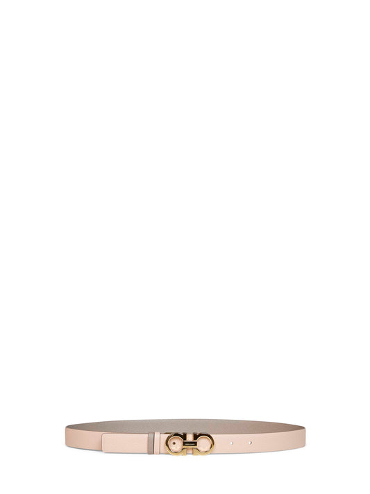 Two-tone leather reversible Gancini belt