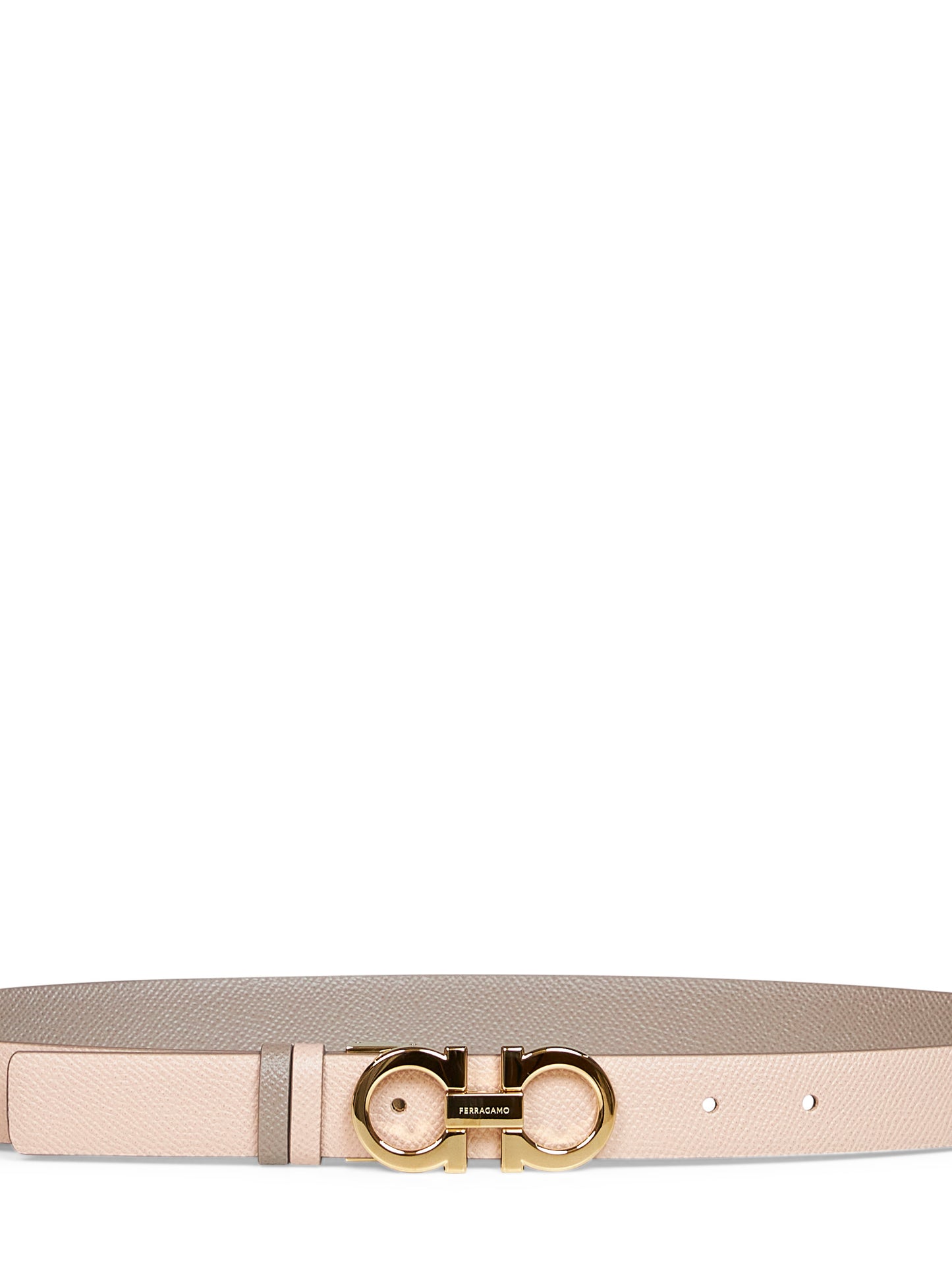 Two-tone leather reversible Gancini belt