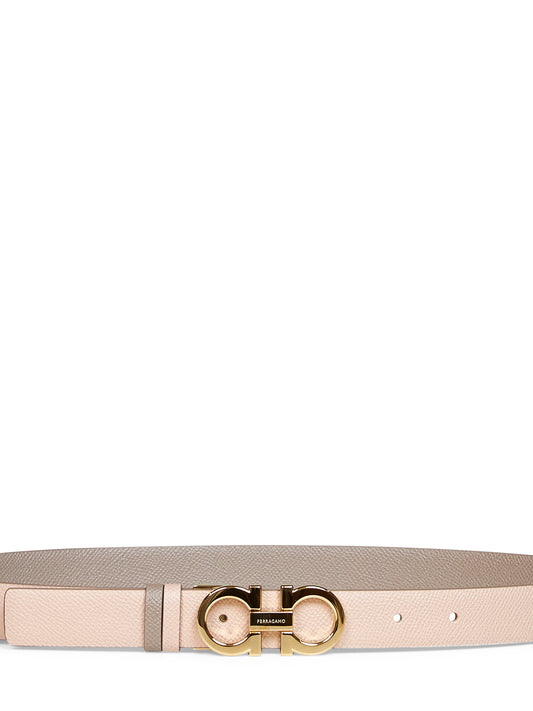 Two-tone leather reversible Gancini belt