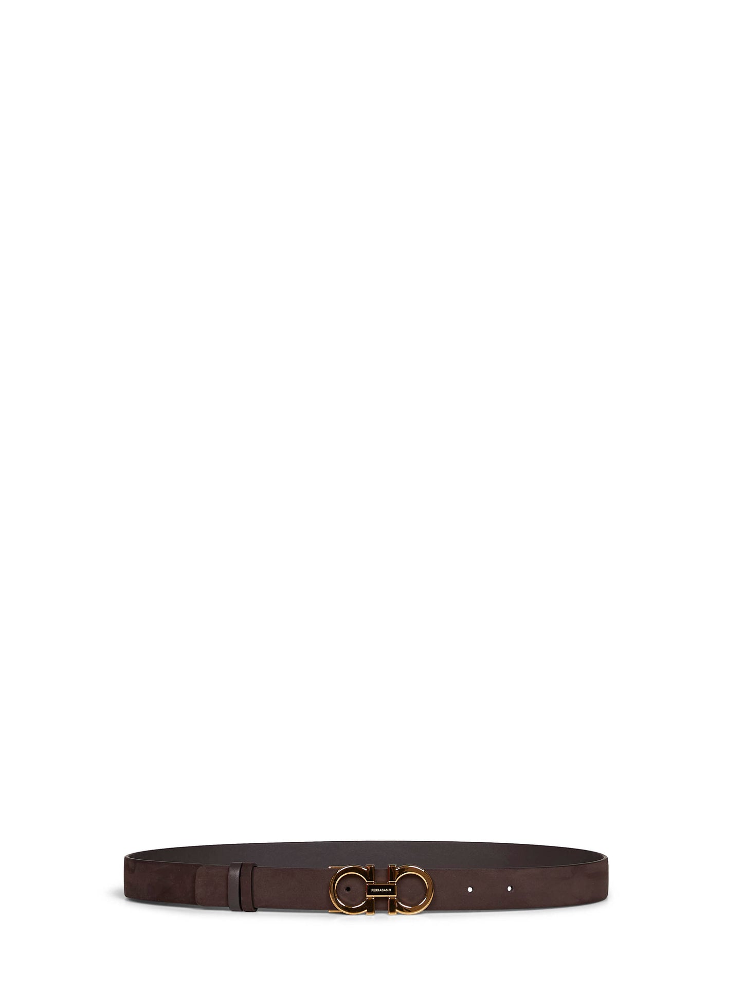 Dark brown suede Gancini belt