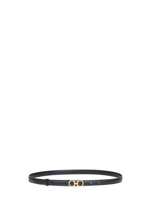 Black hammered calfskin Gancini belt