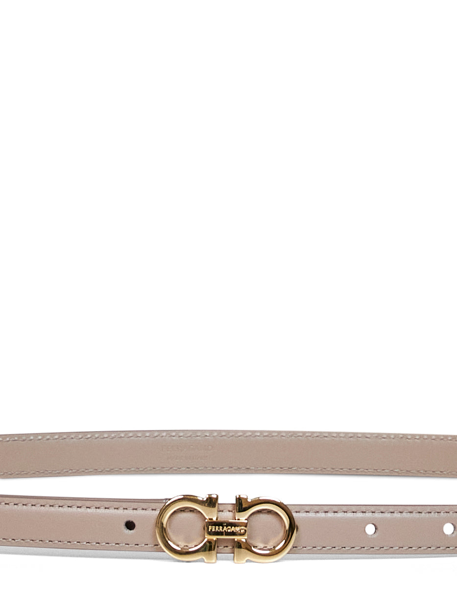 Warm taupe calf leather Gancini belt