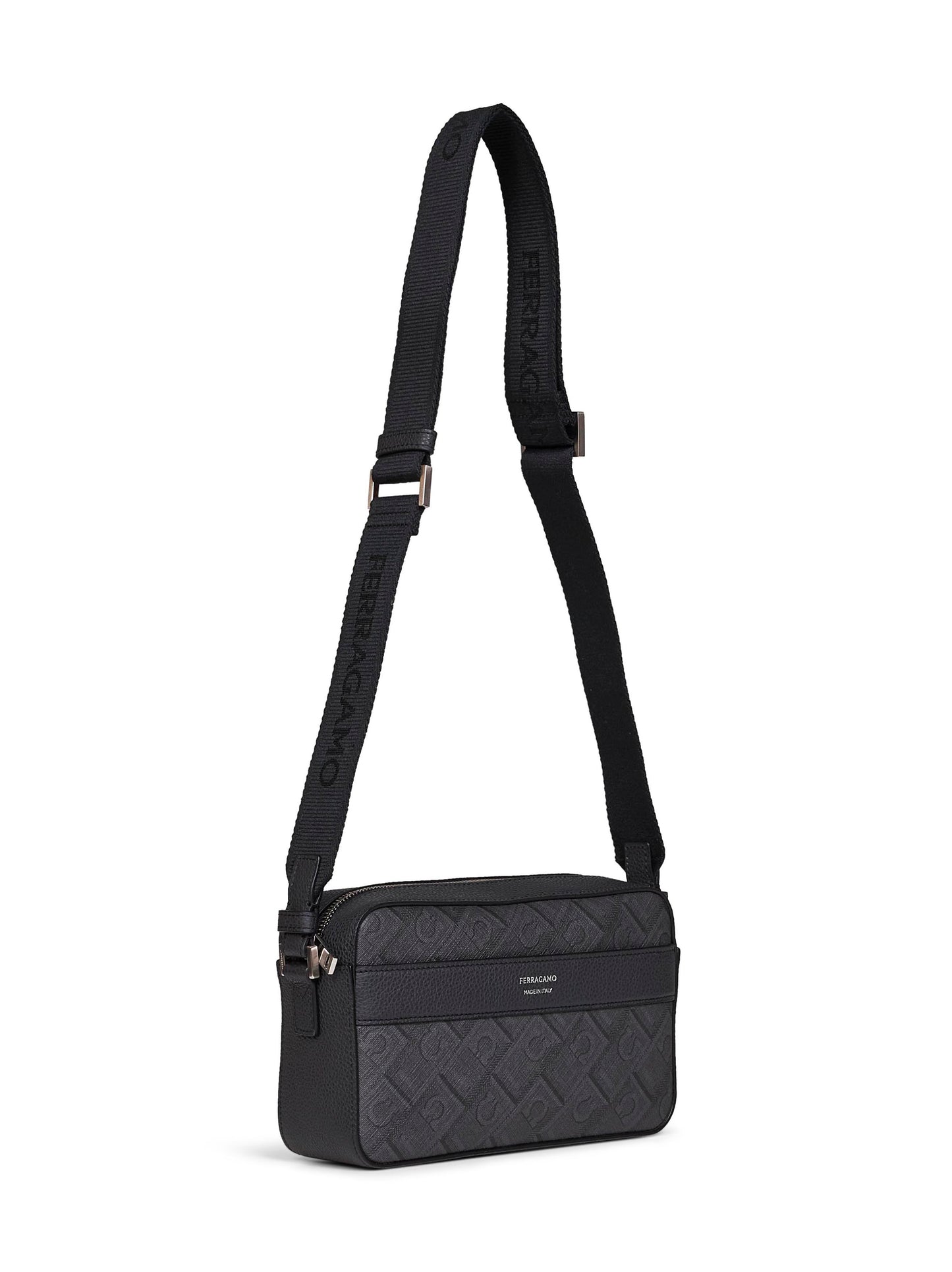 Black and grey Ferragamo Monogram crossbody bag