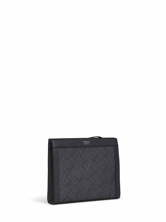 Pouch Ferragamo Monogram nero e grigio