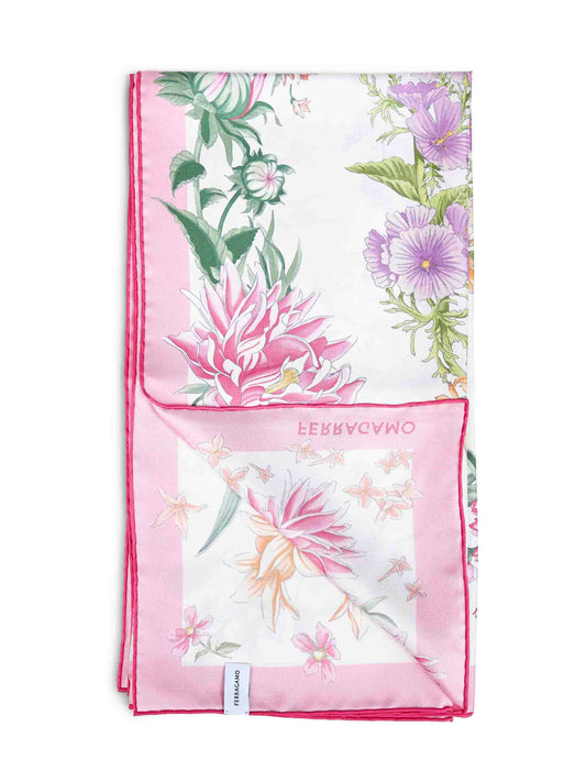 Foulard in seta stampa Primavera rosa