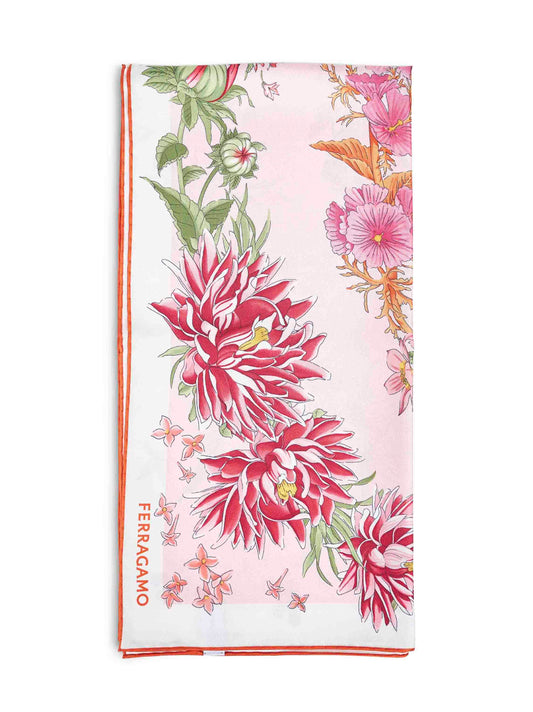Foulard in seta stampa Primavera arancione