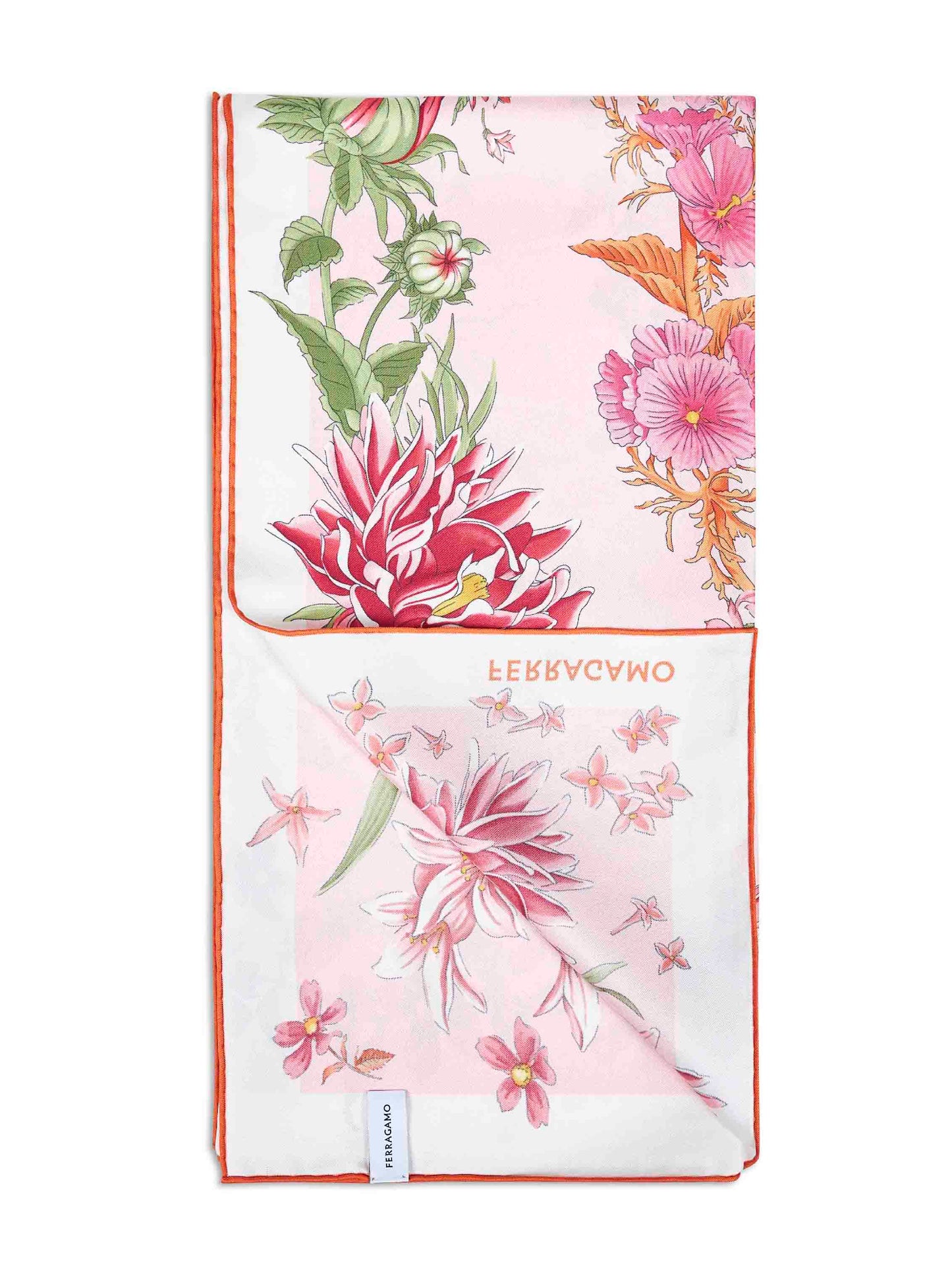 Foulard in seta stampa Primavera arancione