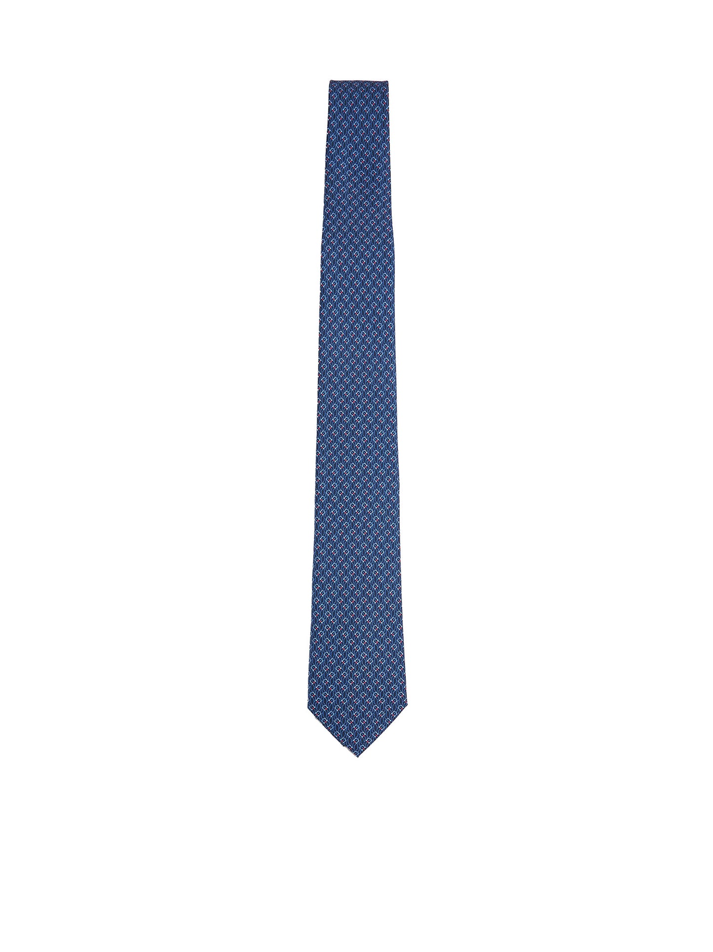 Blue silk Tetris print tie