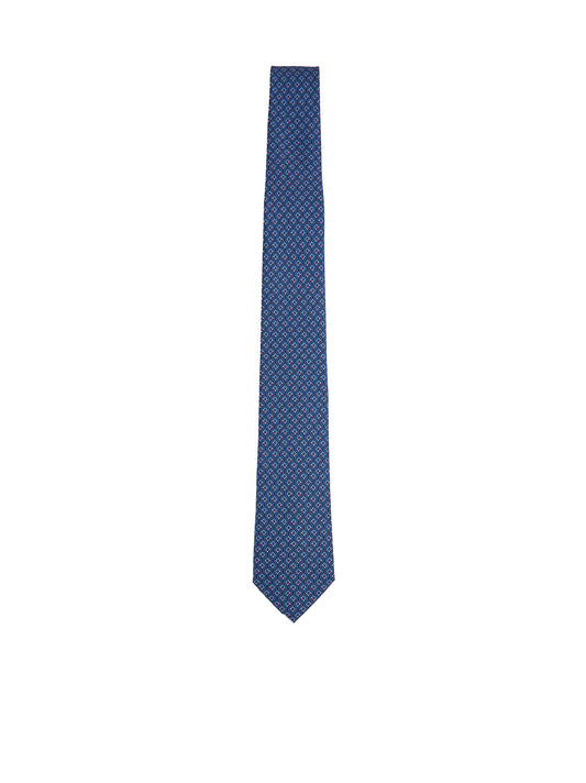 Blue silk Tetris print tie