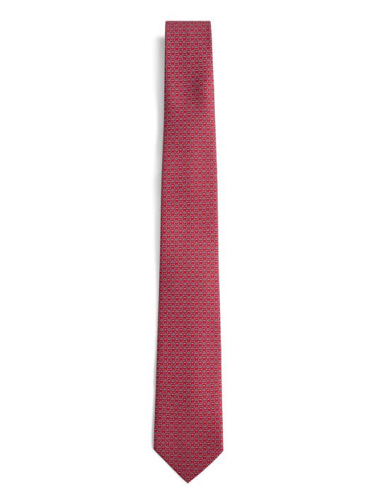 Red Ferragamo Monogram print silk tie