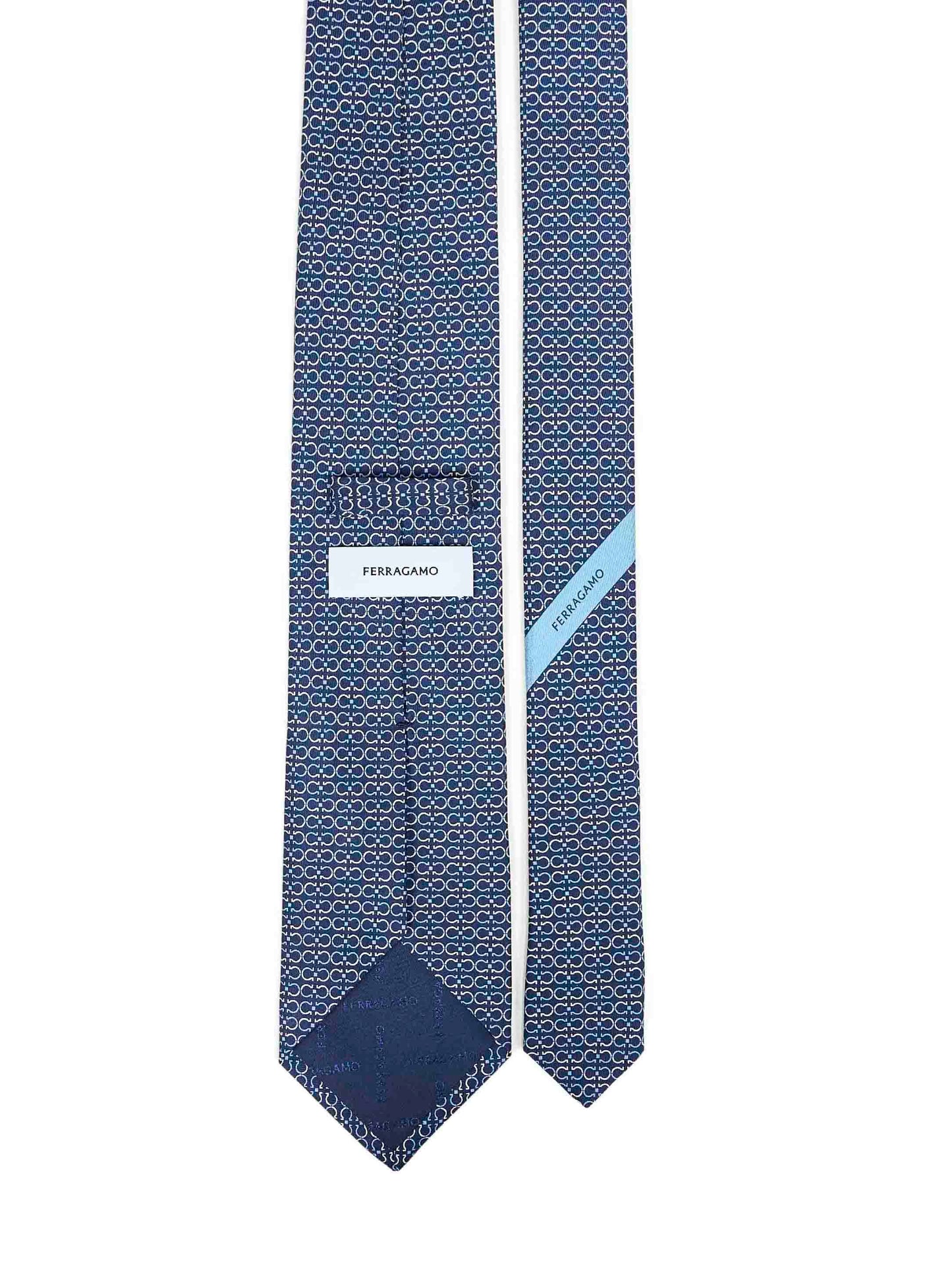 Marine blue Gancini silk twill Zelig tie