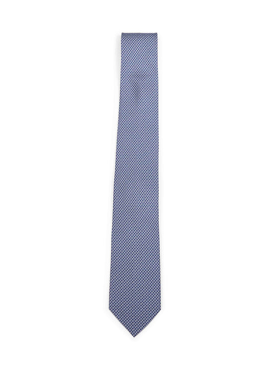 Cravatta in seta stampa Gancini blu navy