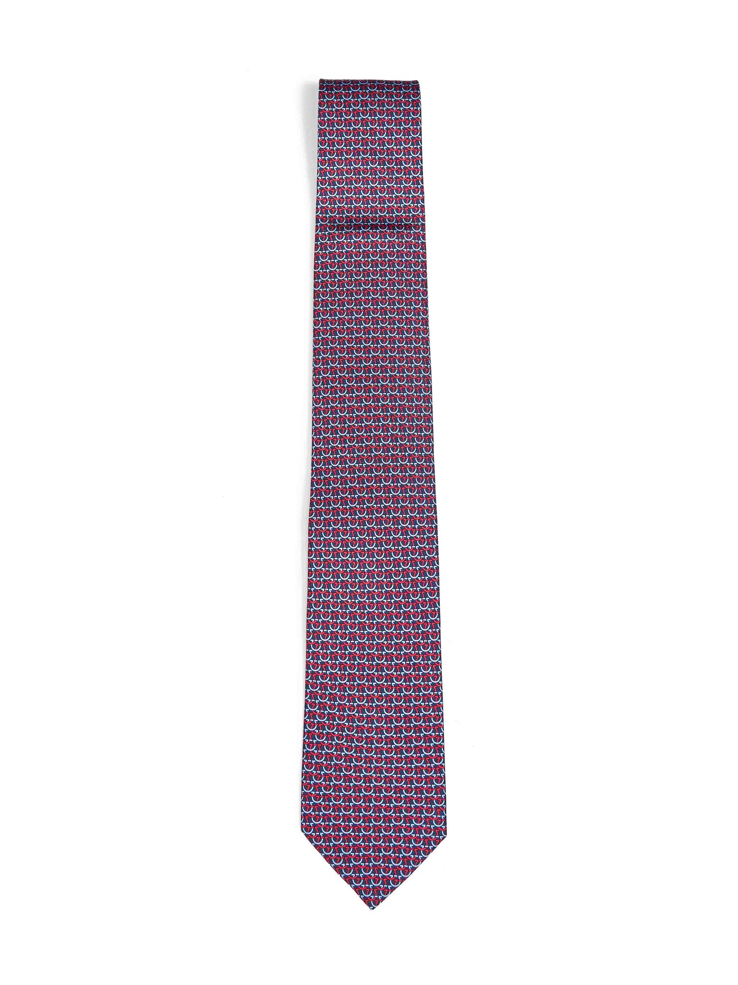 Cravatta Cerchio in twill di seta Gancini blu scuro
