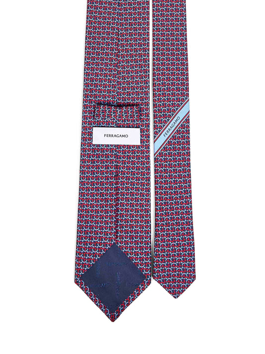 Cravatta Cerchio in twill di seta Gancini blu scuro