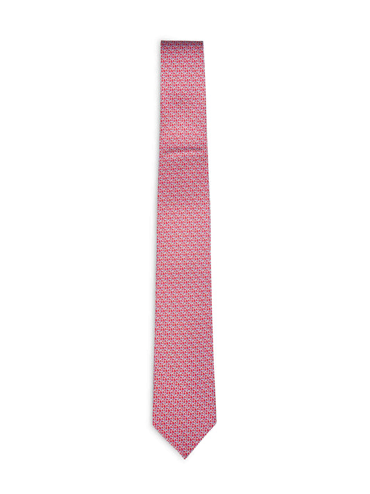 Cravatta Cerchio in twill di seta Gancini rosso