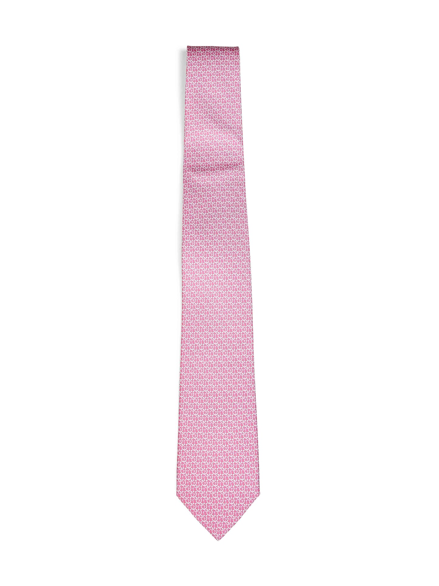 Cravatta Cerchio in twill di seta Gancini rosa