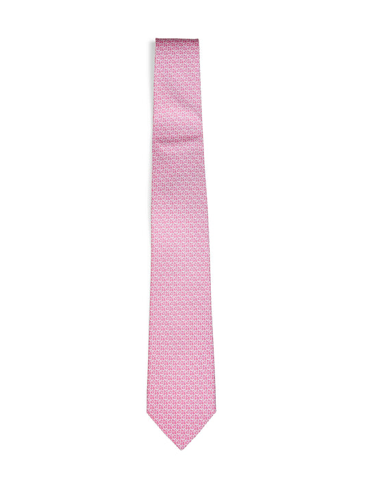Cravatta Cerchio in twill di seta Gancini rosa