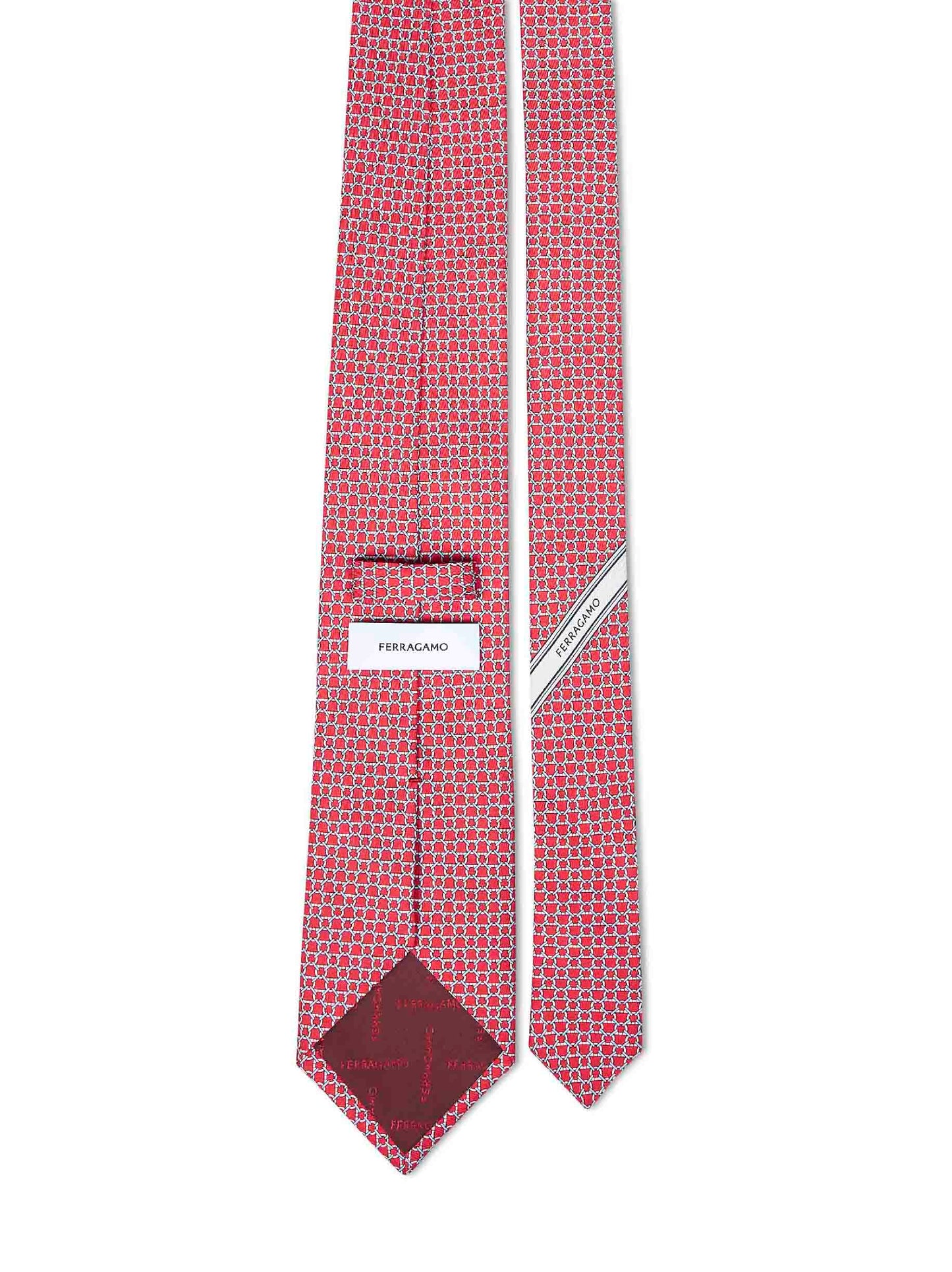 Cravatta Carato in twill di seta Gancini rosso