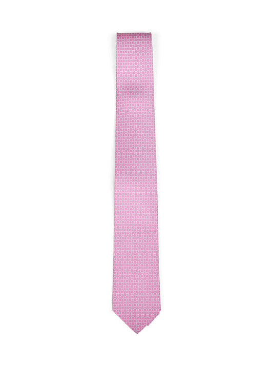 Cravatta Carato in twill di seta Gancini rosa