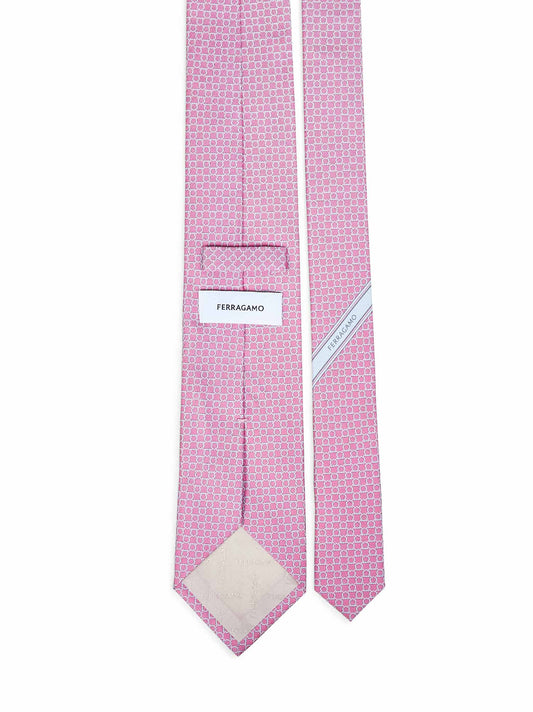 Cravatta Carato in twill di seta Gancini rosa