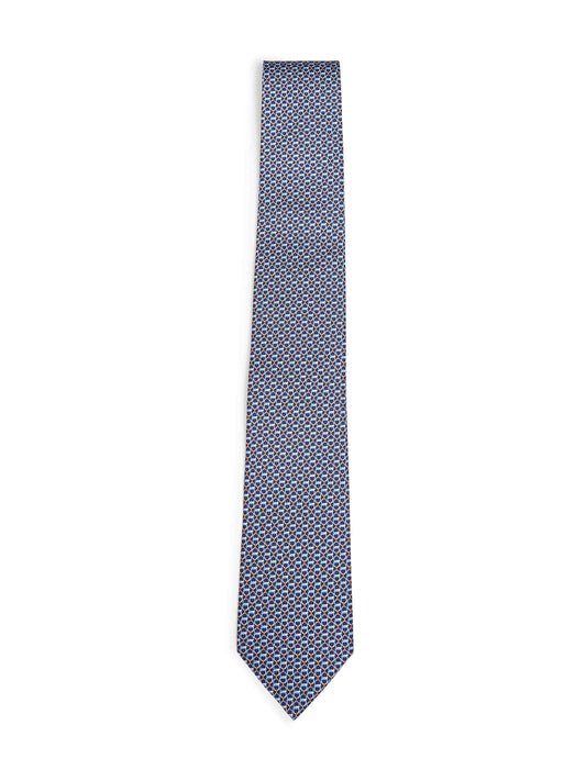 Cravatta in twill di seta Gancini blu navy