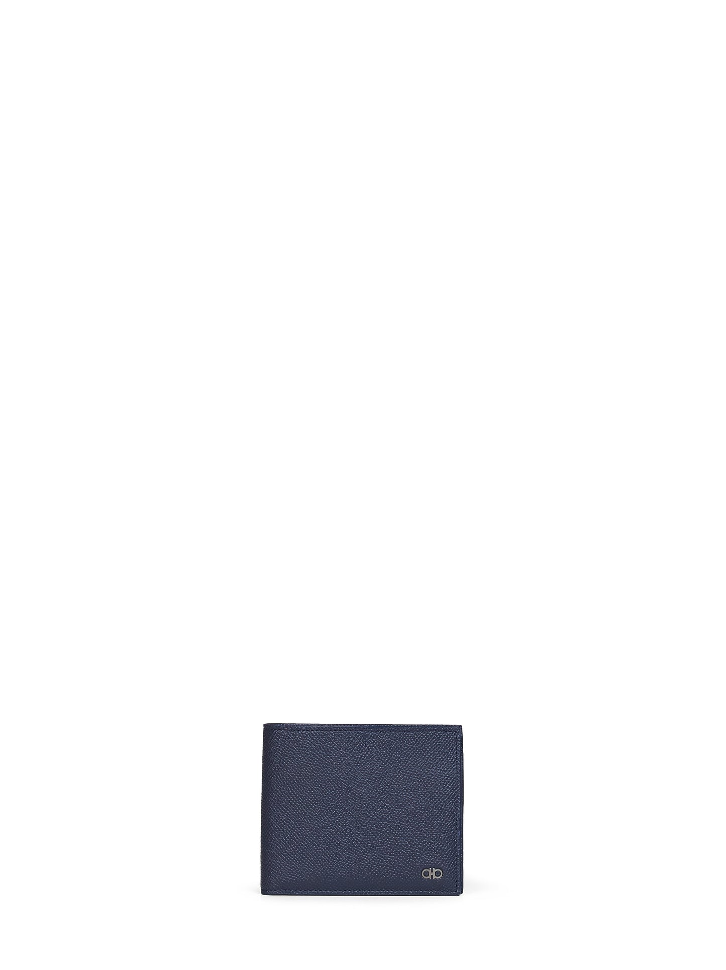 Portafoglio Gancini in vitello martellato blu navy scuro