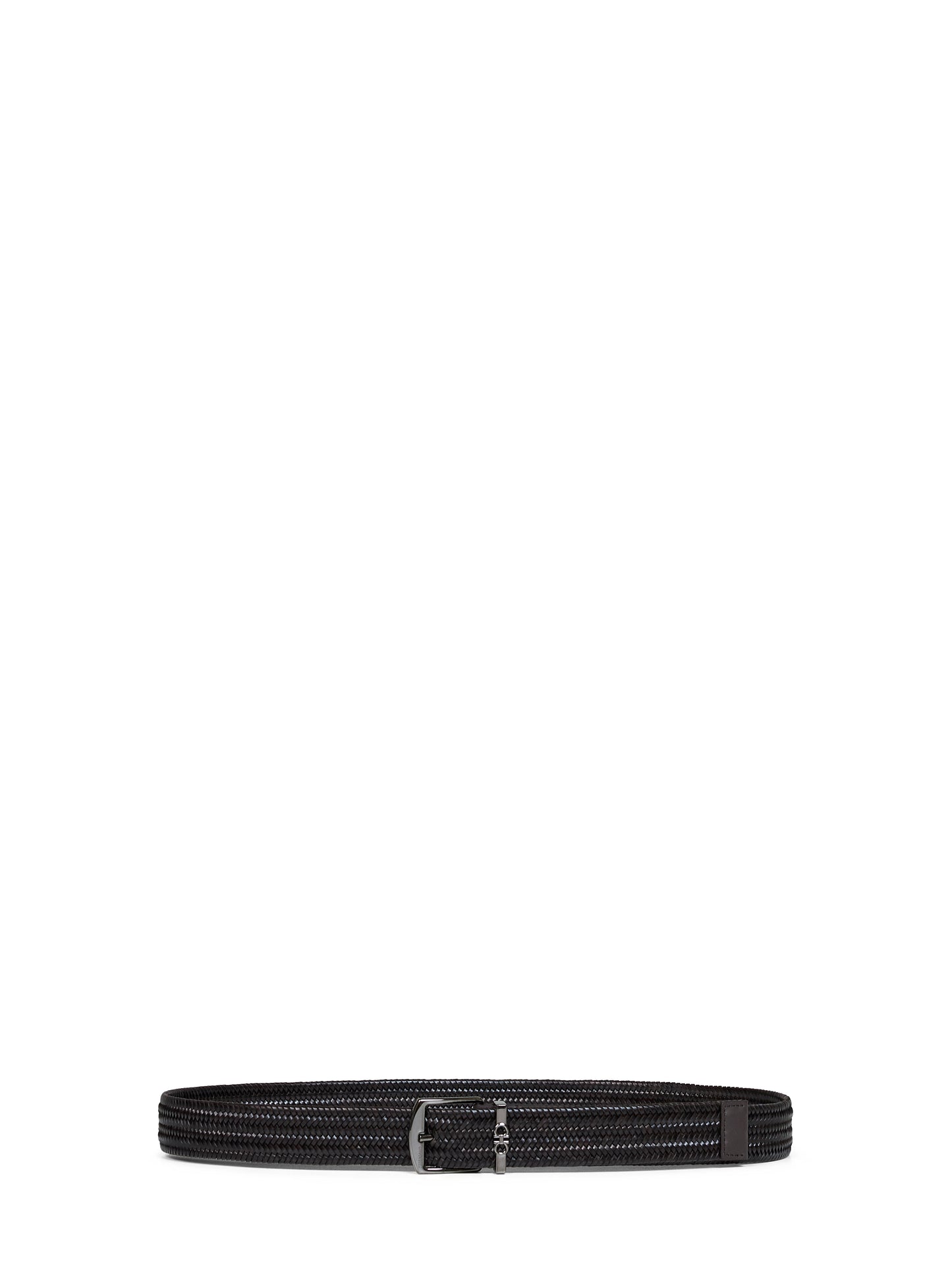 Dark brown woven leather belt