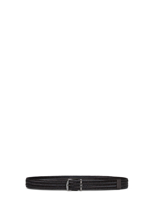 Dark brown woven leather belt