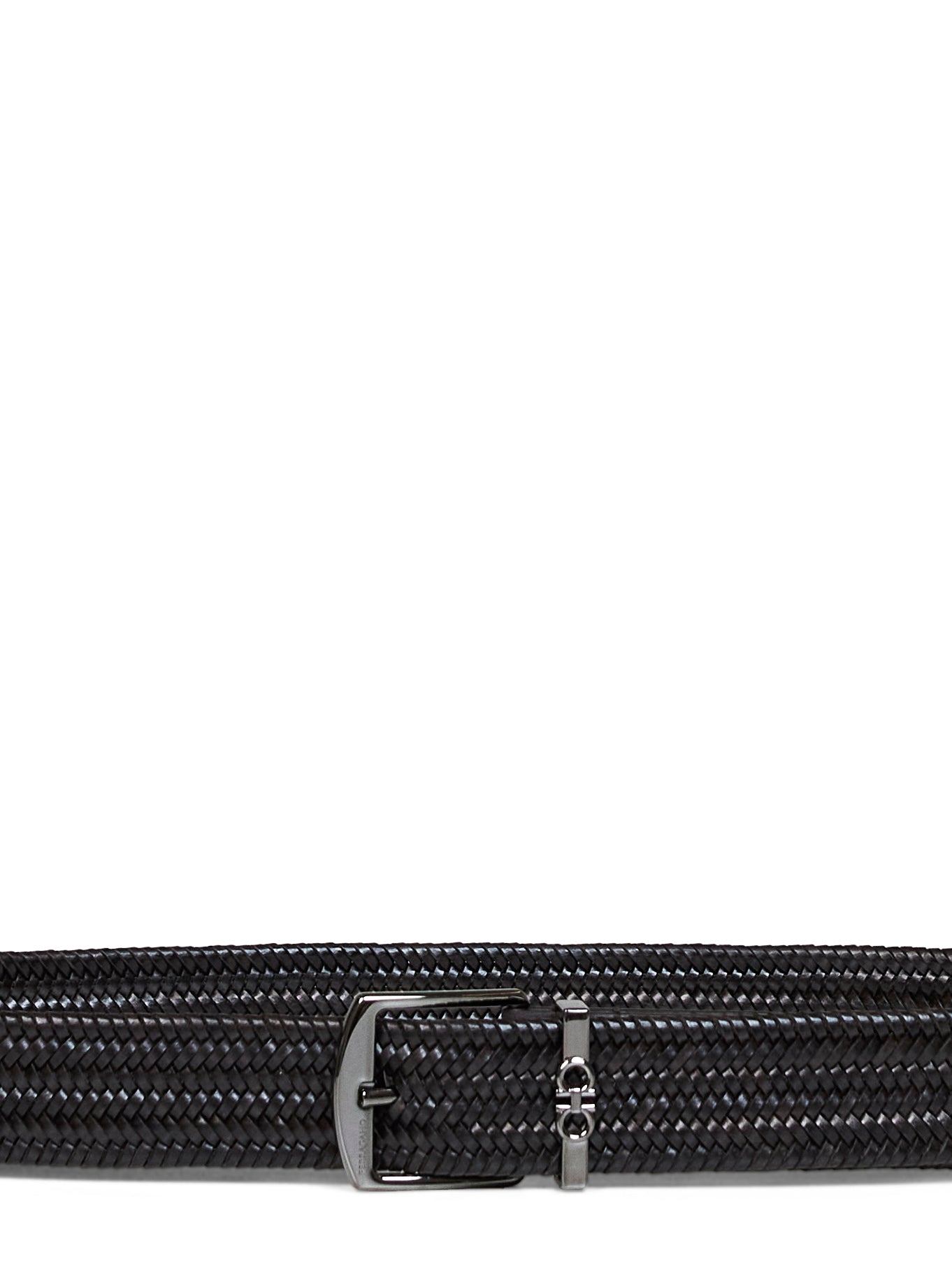 Dark brown woven leather belt