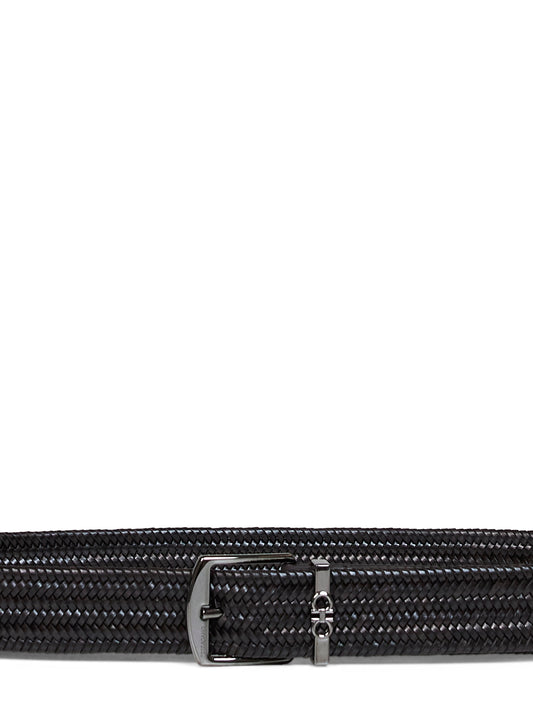 Dark brown woven leather belt