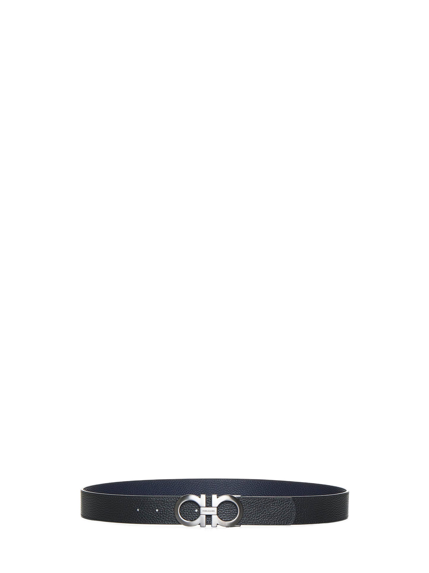 Black leather reversible Gancini belt