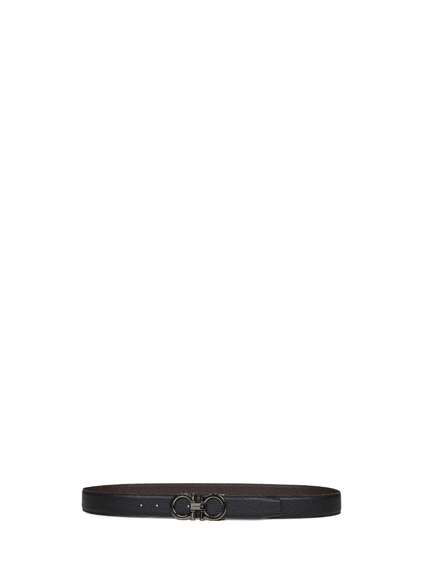Black leather reversible Gancini belt