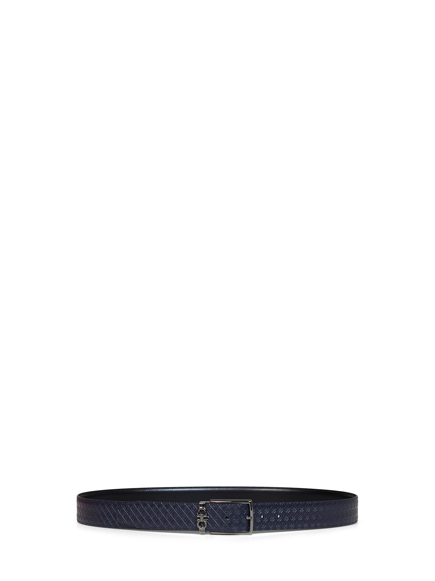 Midnight blue and black reversible Gancini belt