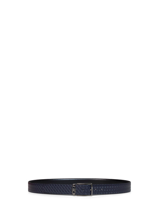 Midnight blue and black reversible Gancini belt