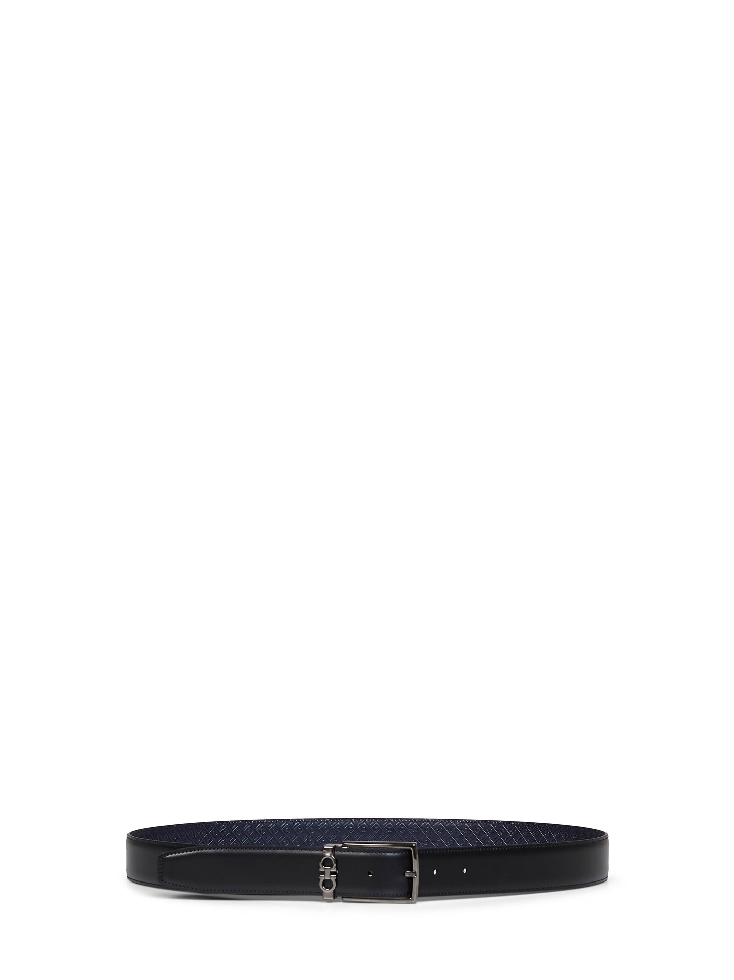 Midnight blue and black reversible Gancini belt