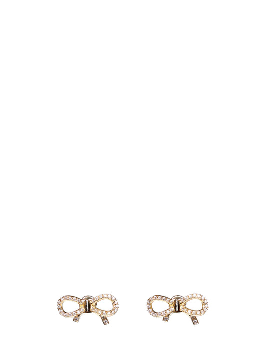 Gold crystal-embellished Vara bow earrings
