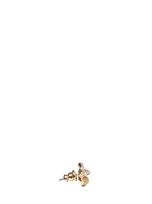Gold crystal-embellished Vara bow earrings