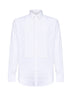 Camicia smoking in twill di cotone bianco con plastron plissé